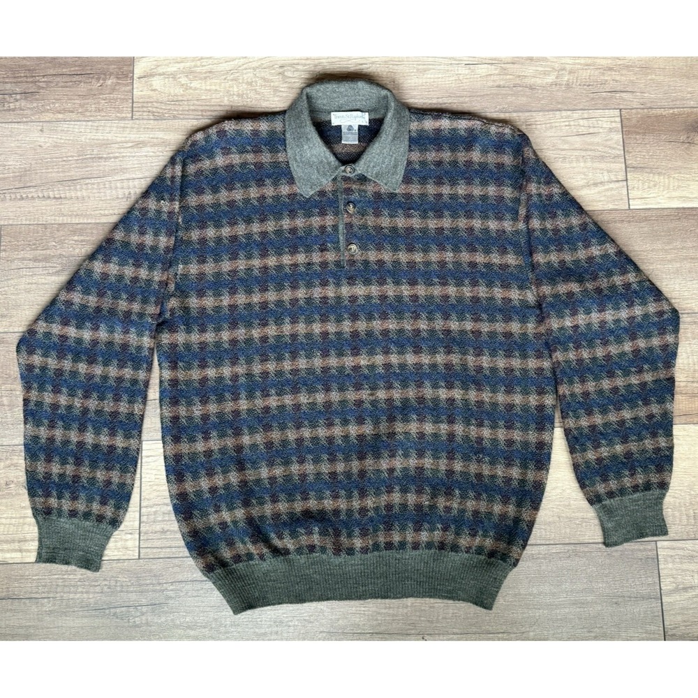 Vintage 90s Tricots St. Raphael Polo‎ Sweater Men's L Striped Multicolor Uruguay